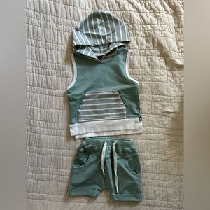 Little Bipsy Green and White Kids Matching Set